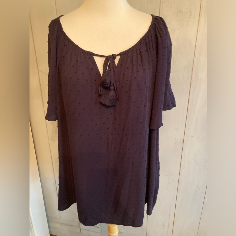 Lane Bryant Navy Rayon Blouse & Polkadot!! Lightweightโ &๏ฟผ Super Soft.๏ฟผ S-18/20